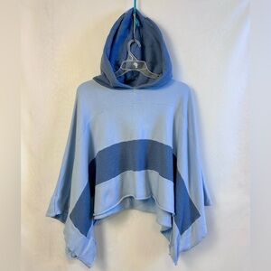 Free People "Never Say Never" women’s hooded blue combo fleece poncho S/XS